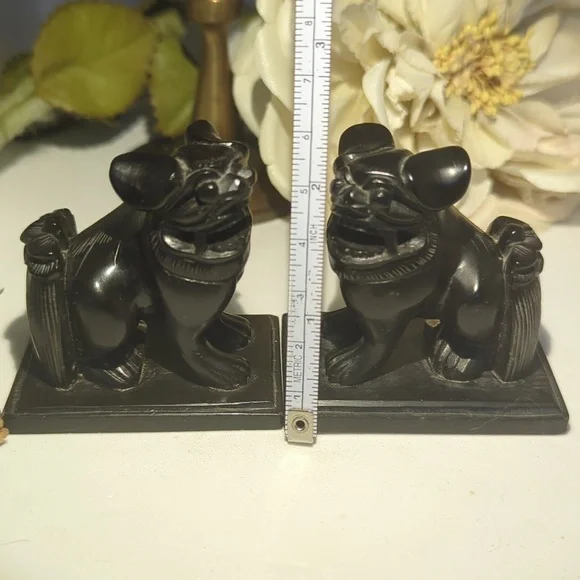 ⭐Pair Of Black Stone Foo Dogs - Picture 2 of 9